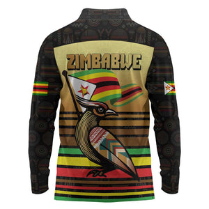 Pride Zimbabwe Long Sleeve Polo Shirt Zimbabwean Bird, Tribal Patterns and Pan-African Colors