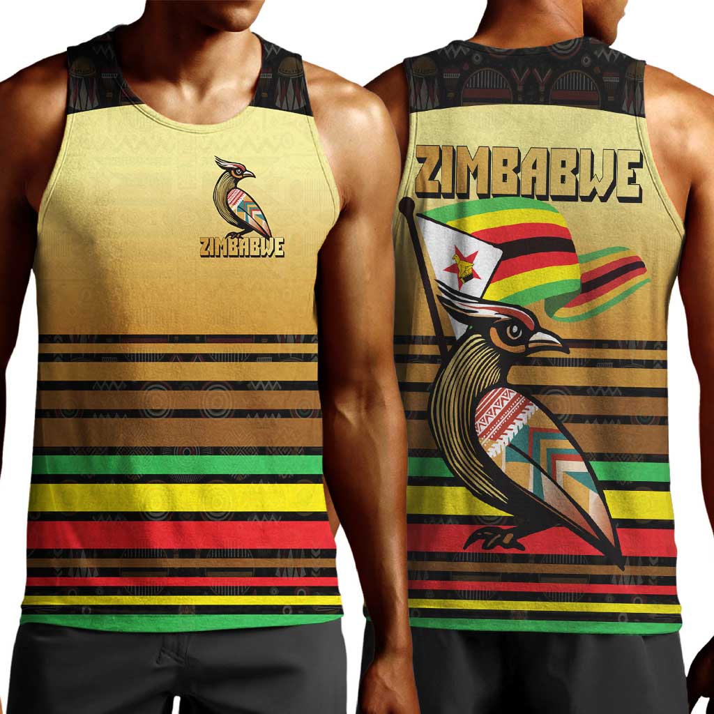 Pride Zimbabwe Men Tank Top Zimbabwean Bird, Tribal Patterns and Pan-African Colors
