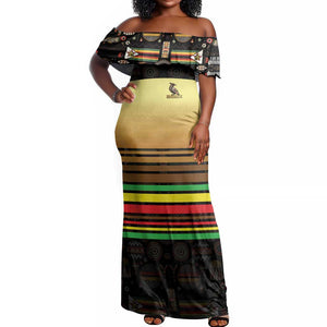 Pride Zimbabwe Off Shoulder Maxi Dress Zimbabwean Bird, Tribal Patterns and Pan-African Colors