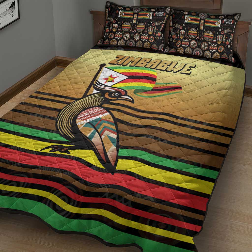 Pride Zimbabwe Quilt Bed Set Zimbabwean Bird, Tribal Patterns and Pan-African Colors