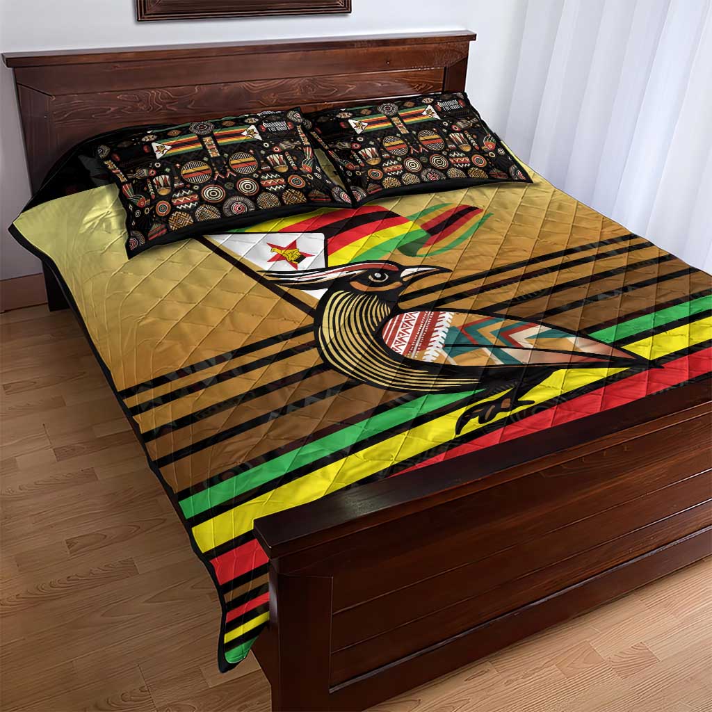 Pride Zimbabwe Quilt Bed Set Zimbabwean Bird, Tribal Patterns and Pan-African Colors