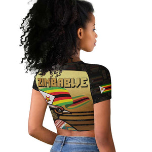 Pride Zimbabwe Raglan Cropped T shirt Zimbabwean Bird, Tribal Patterns and Pan-African Colors