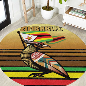 Pride Zimbabwe Round Carpet Zimbabwean Bird, Tribal Patterns and Pan-African Colors