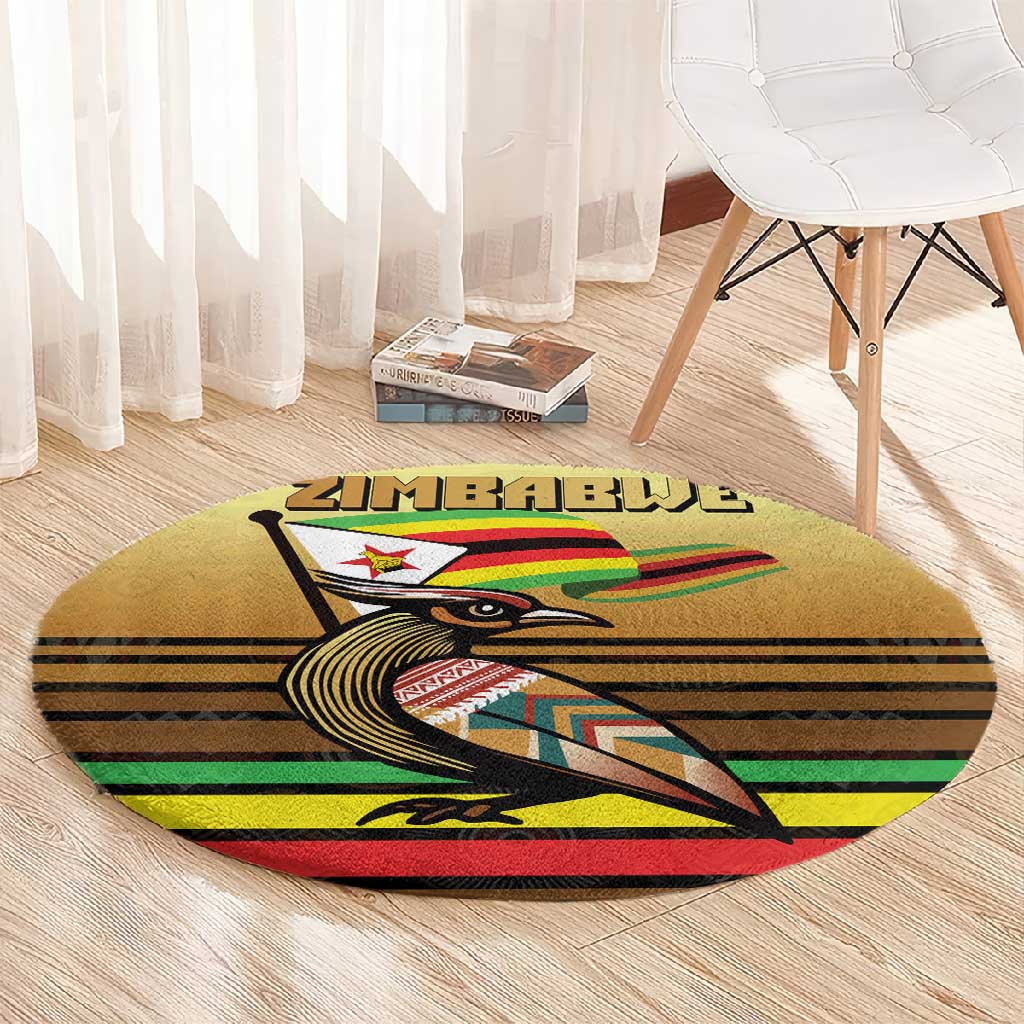 Pride Zimbabwe Round Carpet Zimbabwean Bird, Tribal Patterns and Pan-African Colors