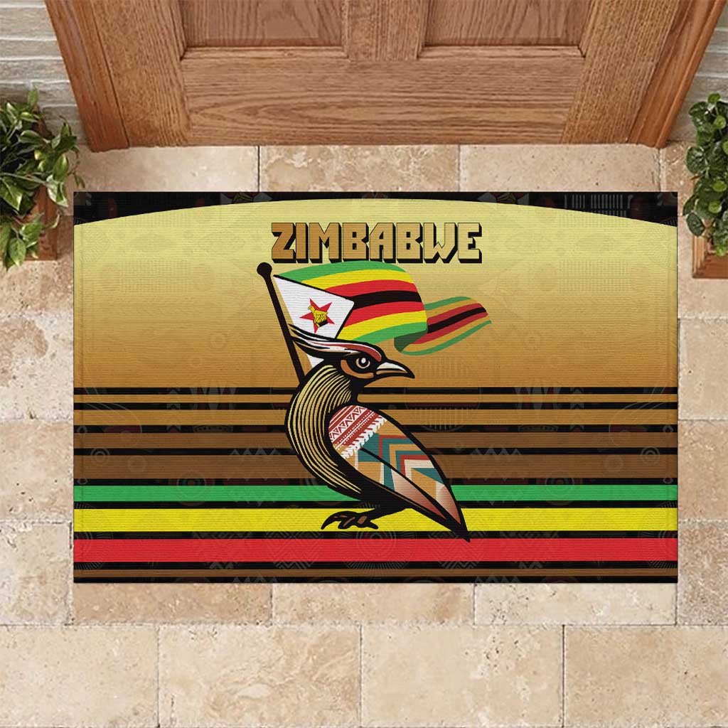 Pride Zimbabwe Rubber Doormat Zimbabwean Bird, Tribal Patterns and Pan-African Colors