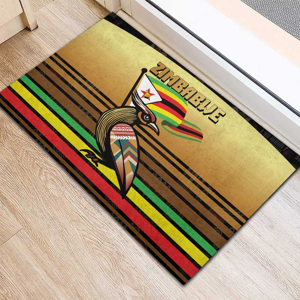 Pride Zimbabwe Rubber Doormat Zimbabwean Bird, Tribal Patterns and Pan-African Colors