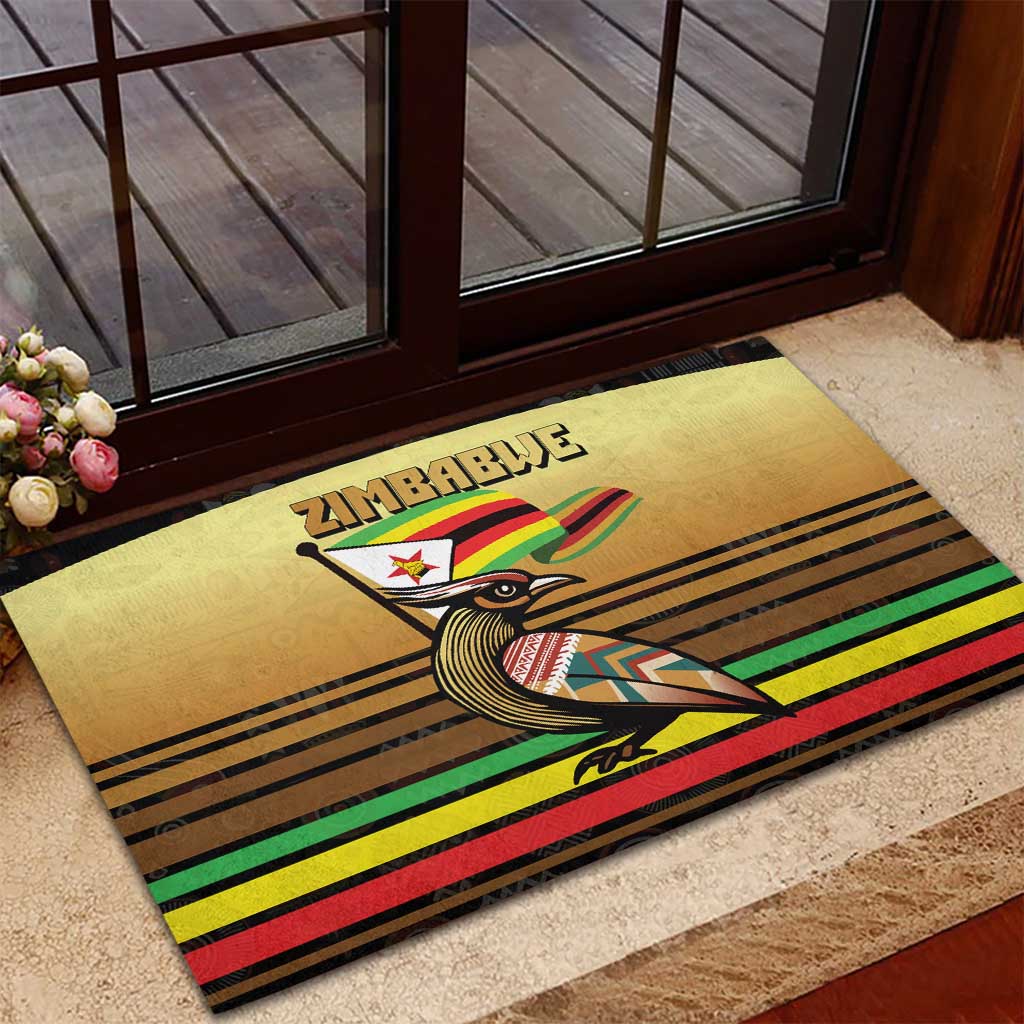 Pride Zimbabwe Rubber Doormat Zimbabwean Bird, Tribal Patterns and Pan-African Colors