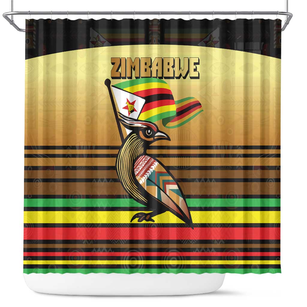 Pride Zimbabwe Shower Curtain Zimbabwean Bird, Tribal Patterns and Pan-African Colors