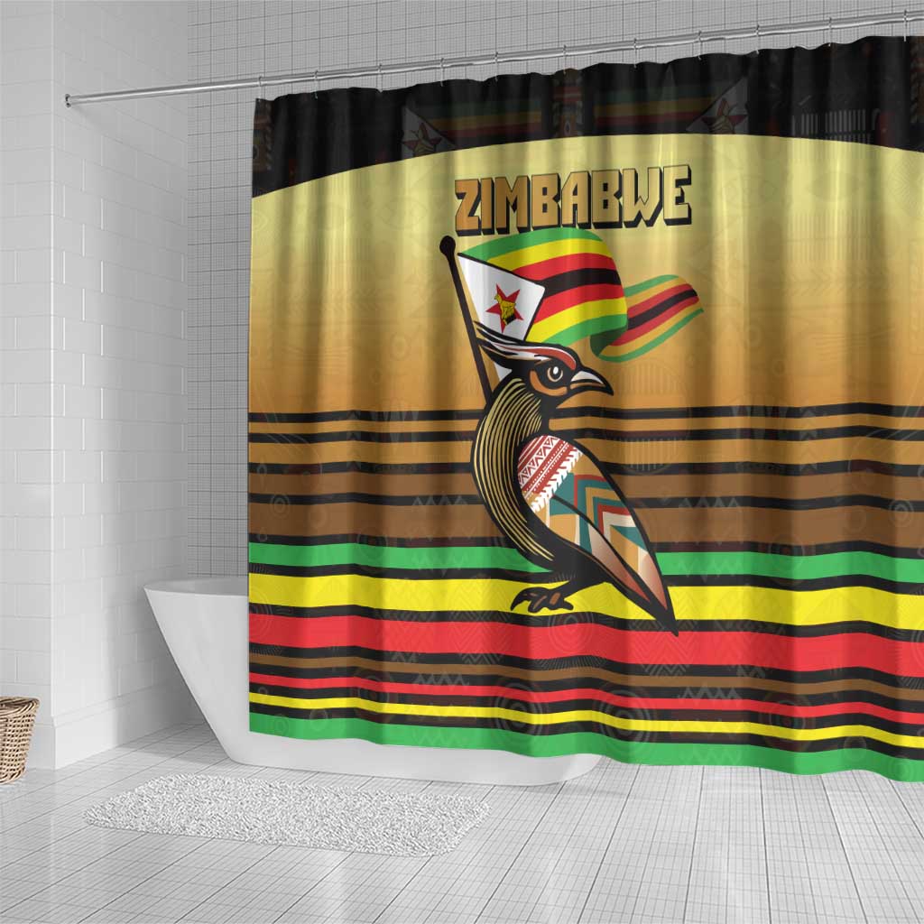 Pride Zimbabwe Shower Curtain Zimbabwean Bird, Tribal Patterns and Pan-African Colors