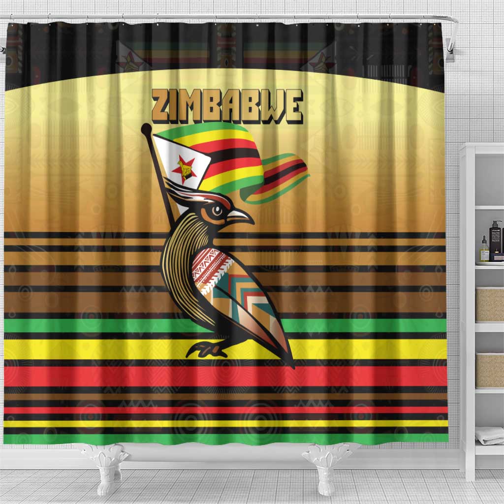 Pride Zimbabwe Shower Curtain Zimbabwean Bird, Tribal Patterns and Pan-African Colors