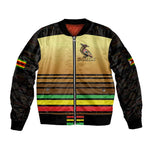 Pride Zimbabwe Sleeve Zip Bomber Jacket Zimbabwean Bird, Tribal Patterns and Pan-African Colors