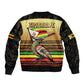 Pride Zimbabwe Sleeve Zip Bomber Jacket Zimbabwean Bird, Tribal Patterns and Pan-African Colors