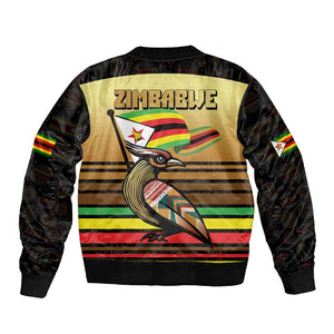 Pride Zimbabwe Sleeve Zip Bomber Jacket Zimbabwean Bird, Tribal Patterns and Pan-African Colors