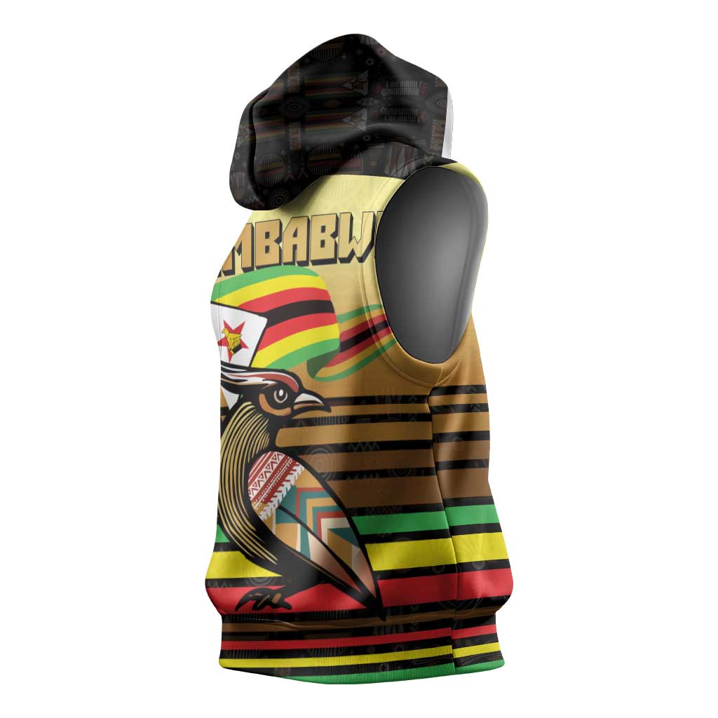 Pride Zimbabwe Sleeveless Hoodie Zimbabwean Bird, Tribal Patterns and Pan-African Colors - African Pride