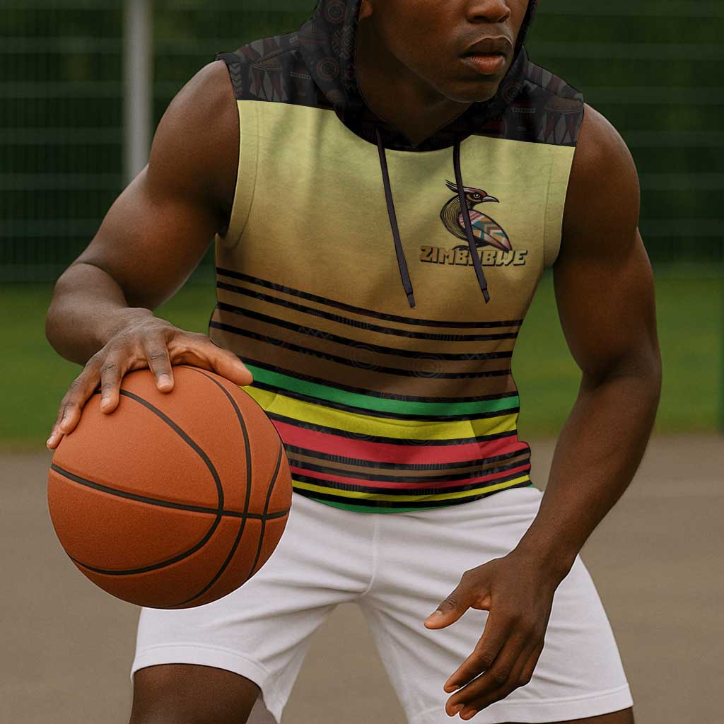 Pride Zimbabwe Sleeveless Hoodie Zimbabwean Bird, Tribal Patterns and Pan-African Colors - African Pride