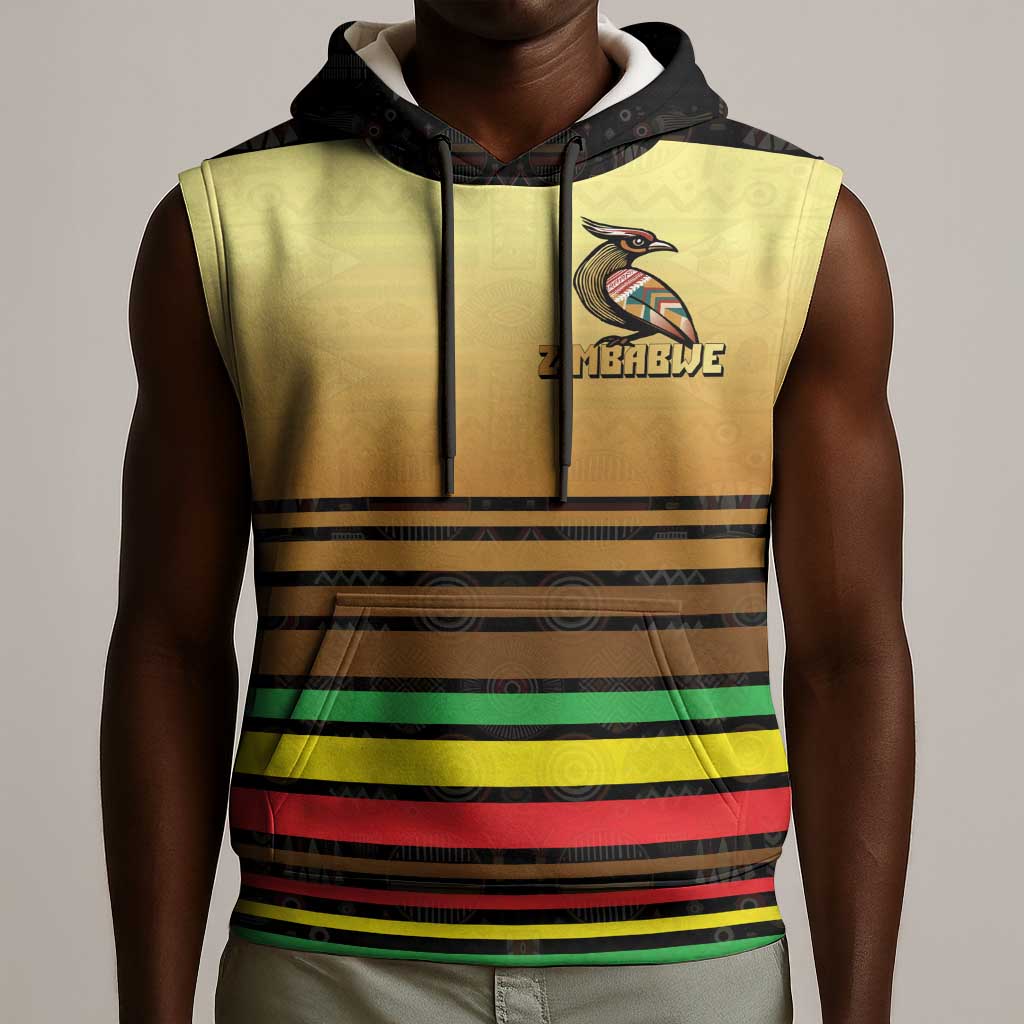 Pride Zimbabwe Sleeveless Hoodie Zimbabwean Bird, Tribal Patterns and Pan-African Colors - African Pride