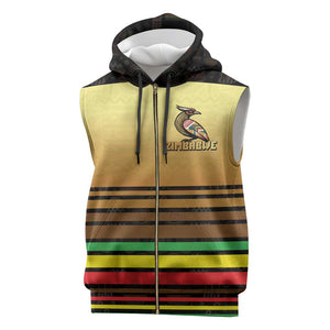 Pride Zimbabwe Sleeveless Zip Hoodie Zimbabwean Bird, Tribal Patterns and Pan-African Colors - African Pride