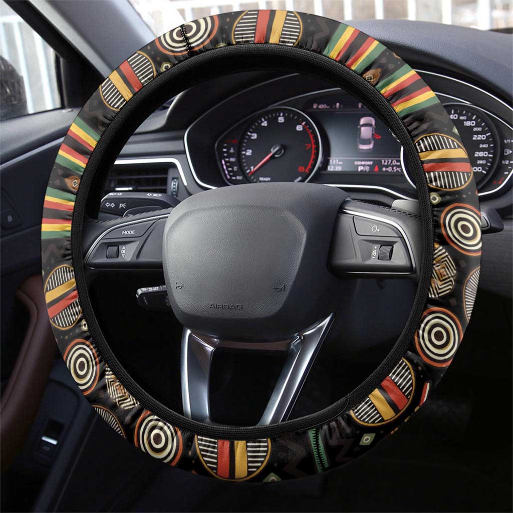 Pride Zimbabwe Steering Wheel Cover Zimbabwean Bird, Tribal Patterns and Pan-African Colors