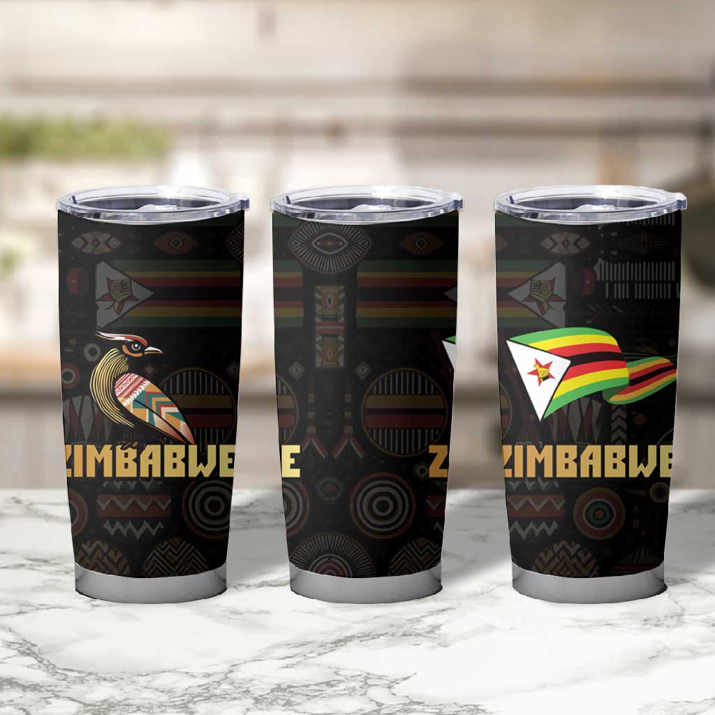 Pride Zimbabwe Tumbler Cup Zimbabwean Bird, Tribal Patterns and Pan-African Colors