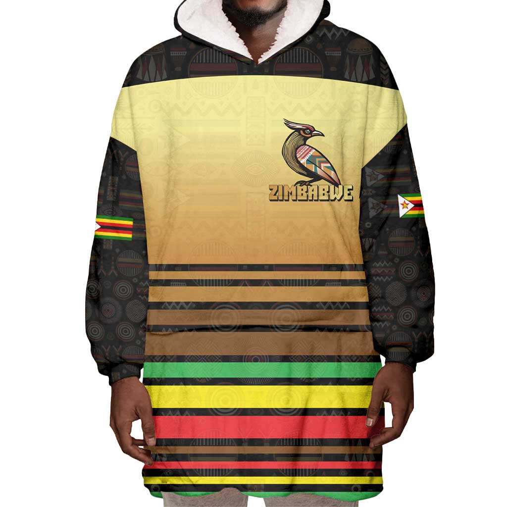 Pride Zimbabwe Wearable Blanket Hoodie Zimbabwean Bird, Tribal Patterns and Pan-African Colors