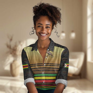 Pride Zimbabwe Women Casual Shirt Zimbabwean Bird, Tribal Patterns and Pan-African Colors