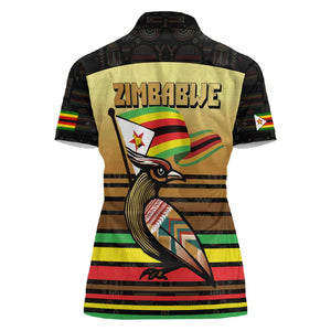Pride Zimbabwe Women Polo Shirt Zimbabwean Bird, Tribal Patterns and Pan-African Colors