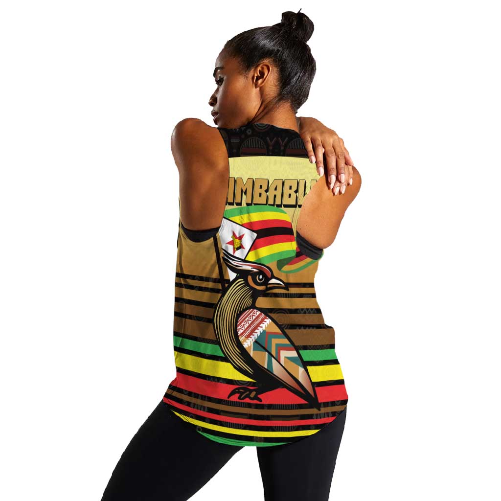 Pride Zimbabwe Women Racerback Tank Zimbabwean Bird, Tribal Patterns and Pan-African Colors