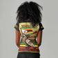 Pride Zimbabwe Women V-Neck T-Shirt Zimbabwean Bird, Tribal Patterns and Pan-African Colors