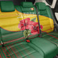 Zimbabwe Flag Map Back Car Seat Cover African Tribal Pattern Red Hibiscus Flowers