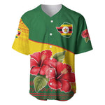 Zimbabwe Flag Map Baseball Jersey African Tribal Pattern Red Hibiscus Flowers