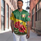 Zimbabwe Flag Map Baseball Jersey African Tribal Pattern Red Hibiscus Flowers