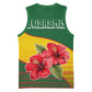 Zimbabwe Flag Map Basketball Jersey African Tribal Pattern Red Hibiscus Flowers - African Pride