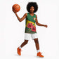 Zimbabwe Flag Map Basketball Jersey African Tribal Pattern Red Hibiscus Flowers - African Pride