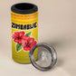 Zimbabwe Flag Map 4 in 1 Can Cooler Tumbler African Tribal Pattern Red Hibiscus Flowers