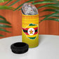 Zimbabwe Flag Map 4 in 1 Can Cooler Tumbler African Tribal Pattern Red Hibiscus Flowers