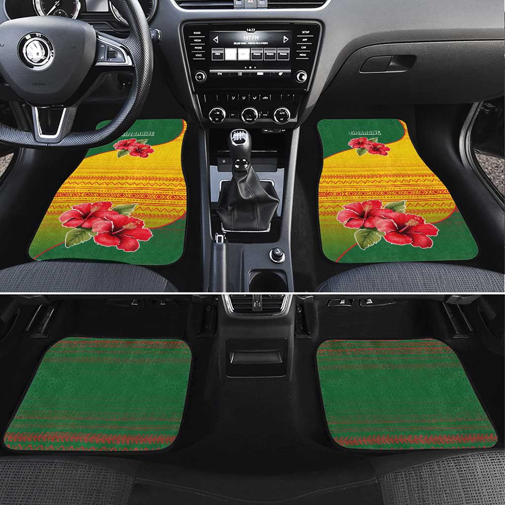 Car Mat Map Zimbabwe Flag Map Car Mats African Tribal Pattern Red Hibiscus Flowers ...