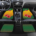 Zimbabwe Flag Map Car Mats African Tribal Pattern Red Hibiscus Flowers
