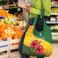 Zimbabwe Flag Map Grocery Bag African Tribal Pattern Red Hibiscus Flowers