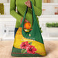 Zimbabwe Flag Map Grocery Bag African Tribal Pattern Red Hibiscus Flowers