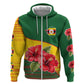 Zimbabwe Flag Map Hoodie African Tribal Pattern Red Hibiscus Flowers