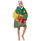 Zimbabwe Flag Map Kid Wearable Blanket Hoodie African Tribal Pattern Red Hibiscus Flowers