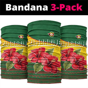 Zimbabwe Flag Map Neck Gaiter African Tribal Pattern Red Hibiscus Flowers TS04