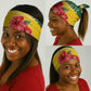 Zimbabwe Flag Map Neck Gaiter African Tribal Pattern Red Hibiscus Flowers TS04