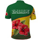 Zimbabwe Flag Map Polo Shirt African Tribal Pattern Red Hibiscus Flowers