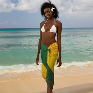 Zimbabwe Flag Map Sarong African Tribal Pattern Red Hibiscus Flowers