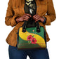 Zimbabwe Flag Map Shoulder Handbag African Tribal Pattern Red Hibiscus Flowers