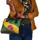 Zimbabwe Flag Map Shoulder Handbag African Tribal Pattern Red Hibiscus Flowers