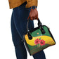 Zimbabwe Flag Map Shoulder Handbag African Tribal Pattern Red Hibiscus Flowers