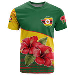 Zimbabwe Flag Map T shirt African Tribal Pattern Red Hibiscus Flowers