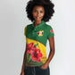 Zimbabwe Flag Map Women Polo Shirt African Tribal Pattern Red Hibiscus Flowers